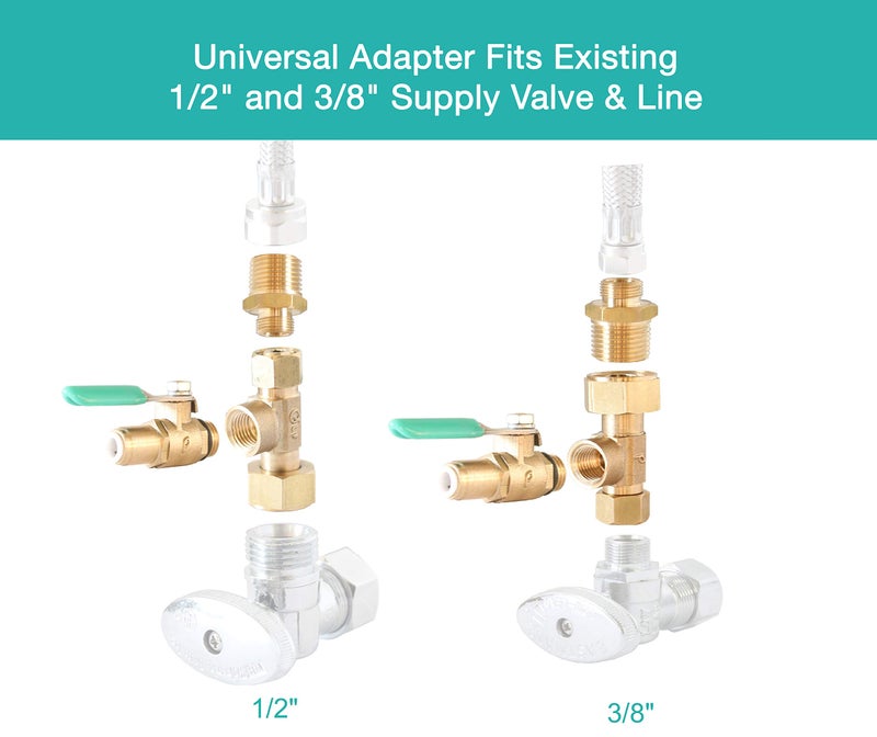 Metpure Heavy Duty EZ RO Reverse Osmosis RO Filtration Ice Maker Refrigerator Universal Feed Water Supply Adapter With 1/4" Quick Connect Ball Valve Solid Brass - Image 2